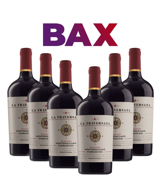 Corvezzo La Traversata Organic Montepulciano D'abruzzo BAX 6 st  - Vin Rosu Sec - Italia - 0.75L BAX BEST SELLERS - Corvezzo La Traversata Organic Montepulciano D'abruzzo BAX 6 st  - Vin Rosu Sec - Italia - 0.75L