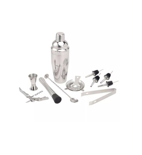 Cocktail Shaker XL cu 11 Accesorii si Suport Bambus - Gift Set - 3