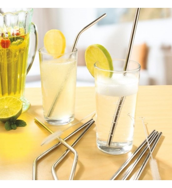 Set 8 paie reutilizabile din otel inoxidabil - 1