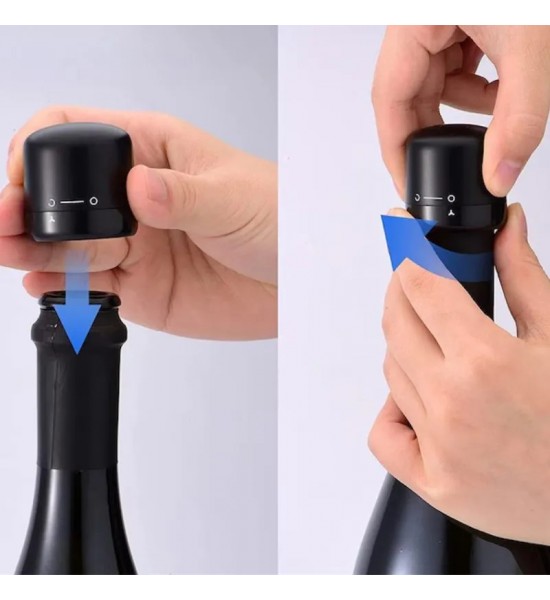 Dop negru vacuum pentru sticla de vin - 1