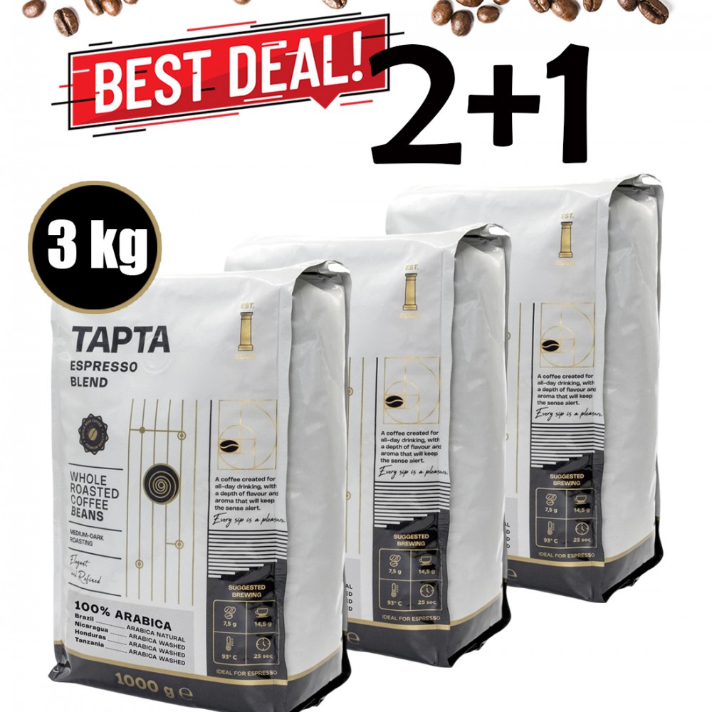 Tapta Arabica cafea boabe BAX 3 pachete x 1 kg Tapta Arabica cafea boabe BAX 3 pachete x 1 kg