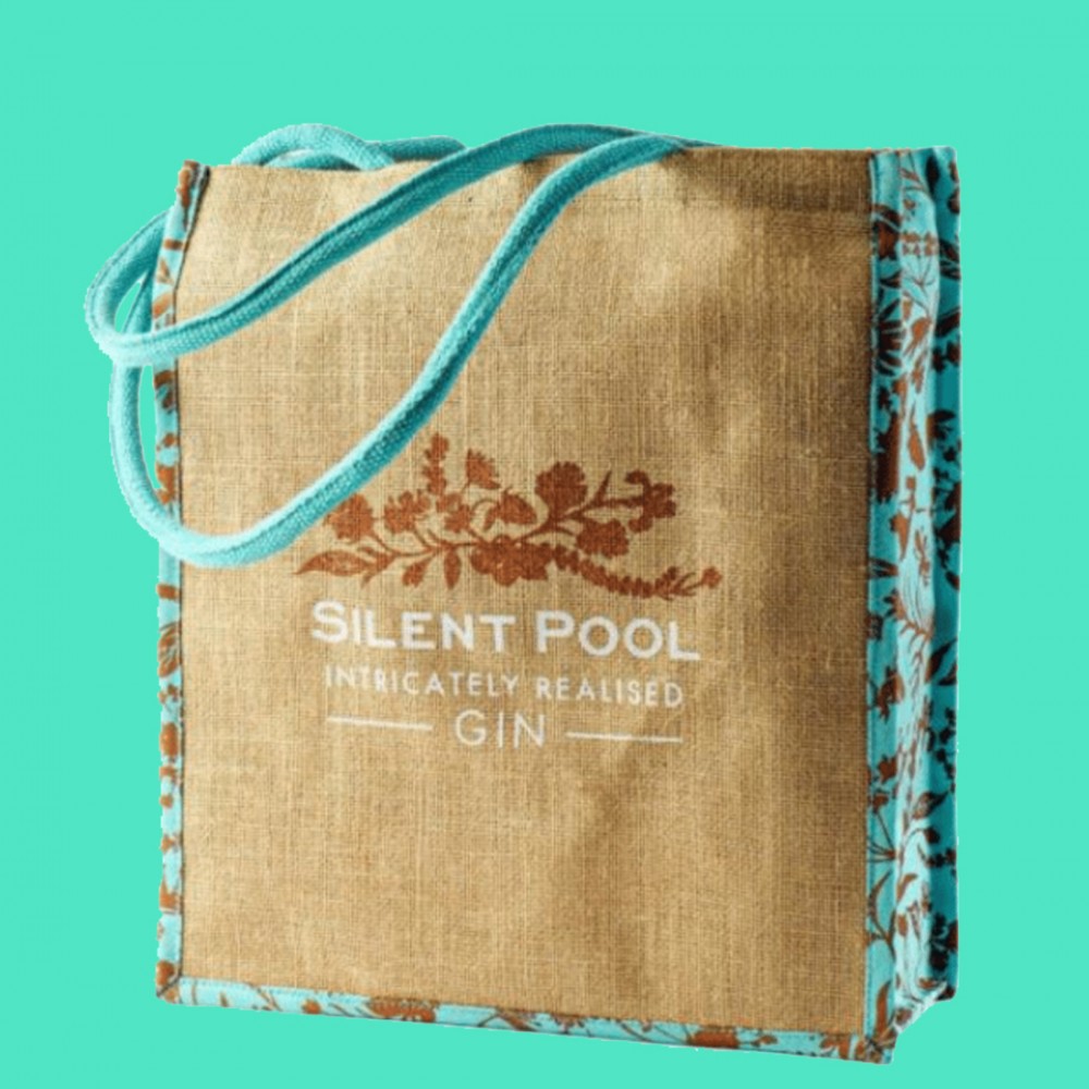 Silent Pool Botanical Pattern Jute Bag Silent Pool Botanical Pattern Jute Bag