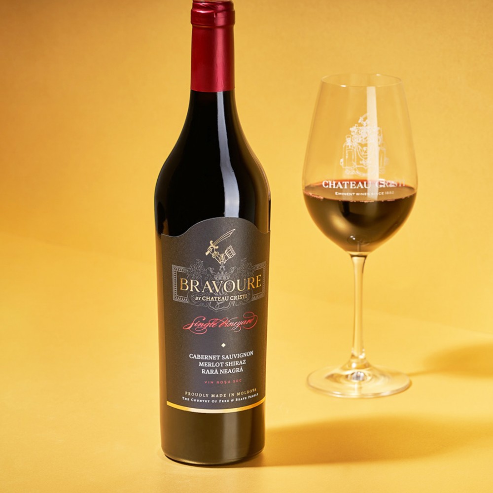 Bravoure by Chateau Cristi Single Vineyards Cabernet Sauvignon, Merlot, Shiraz, Rara Neagra - Vin Rosu Sec - Republica Moldova - 0.75L Bravoure by Chateau Cristi Single Vineyards Cabernet Sauvignon, Merlot, Shiraz, Rara Neagra - Vin Rosu Sec - Republica Moldova - 0.75L