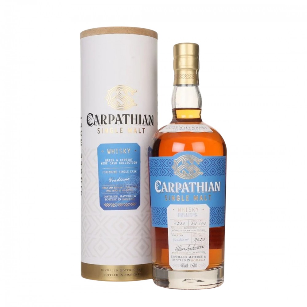Alexandrion Carpathian Single Malt Whisky Greek Cypriot Wine Cask Collection Single Cask Vradiano 0.7L Alexandrion Carpathian Single Malt Whisky Greek Cypriot Wine Cask Collection Single Cask Vradiano 0.7L