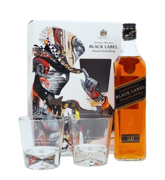 Johnnie Walker Black Label Gift Set Blended Scotch Whisky 0.7L  - 1