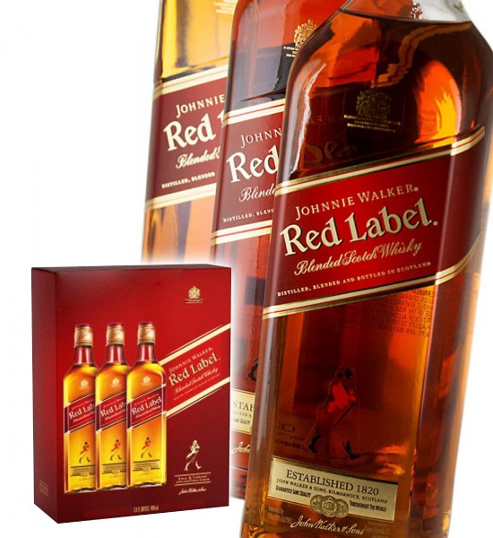 Johnnie Walker Red Label Blended Scotch Whisky Gift Set 3x1L - 1
