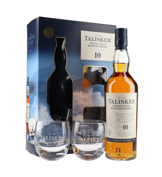 Talisker 10 ani Gift Set Island Single Malt Scotch Whisky 0.7L - 1