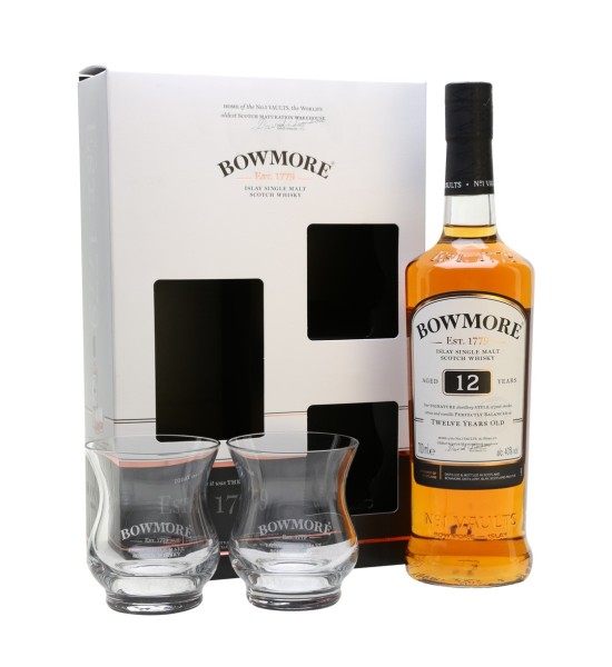 Bowmore 12 ani Gift Set Islay Single Malt Scotch Whisky 0.7L - 1