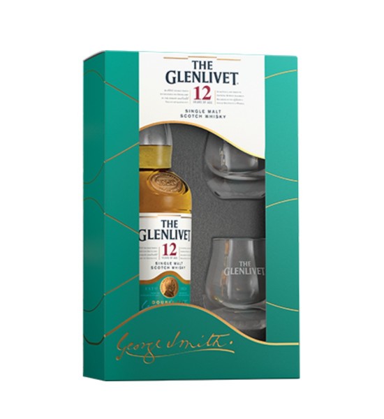 The Glenlivet 12 ani Gift Set Speyside Single Malt Scotch Whisky 0.7L - 1