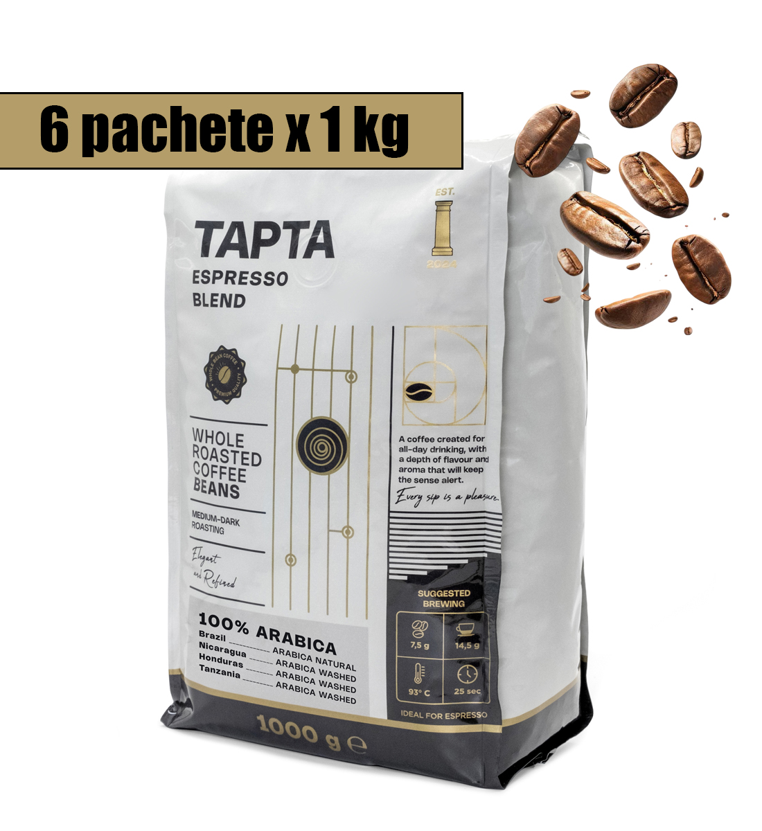 Tapta Arabica cafea boabe BAX 6 pachete x 1 kg Tapta 