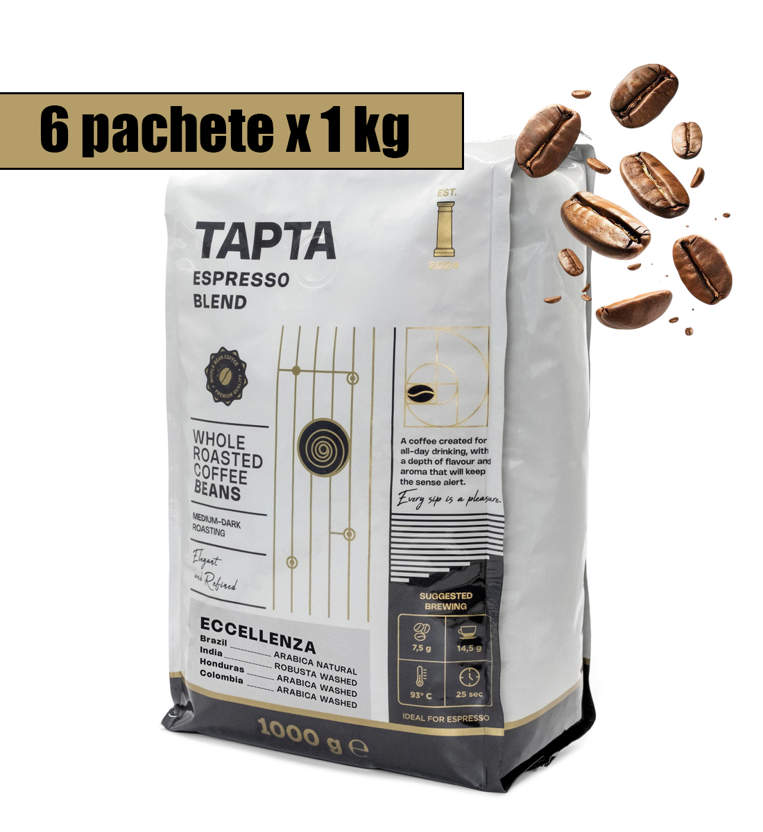 Tapta Eccellenza cafea boabe BAX 6 pachete x 1 kg Tapta 